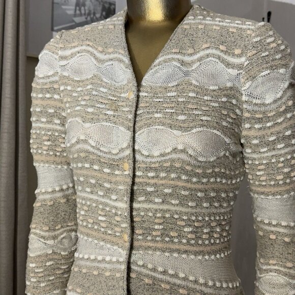 St John Elegant Cream and Gray Women's Sweater - Picture 2 of 10
